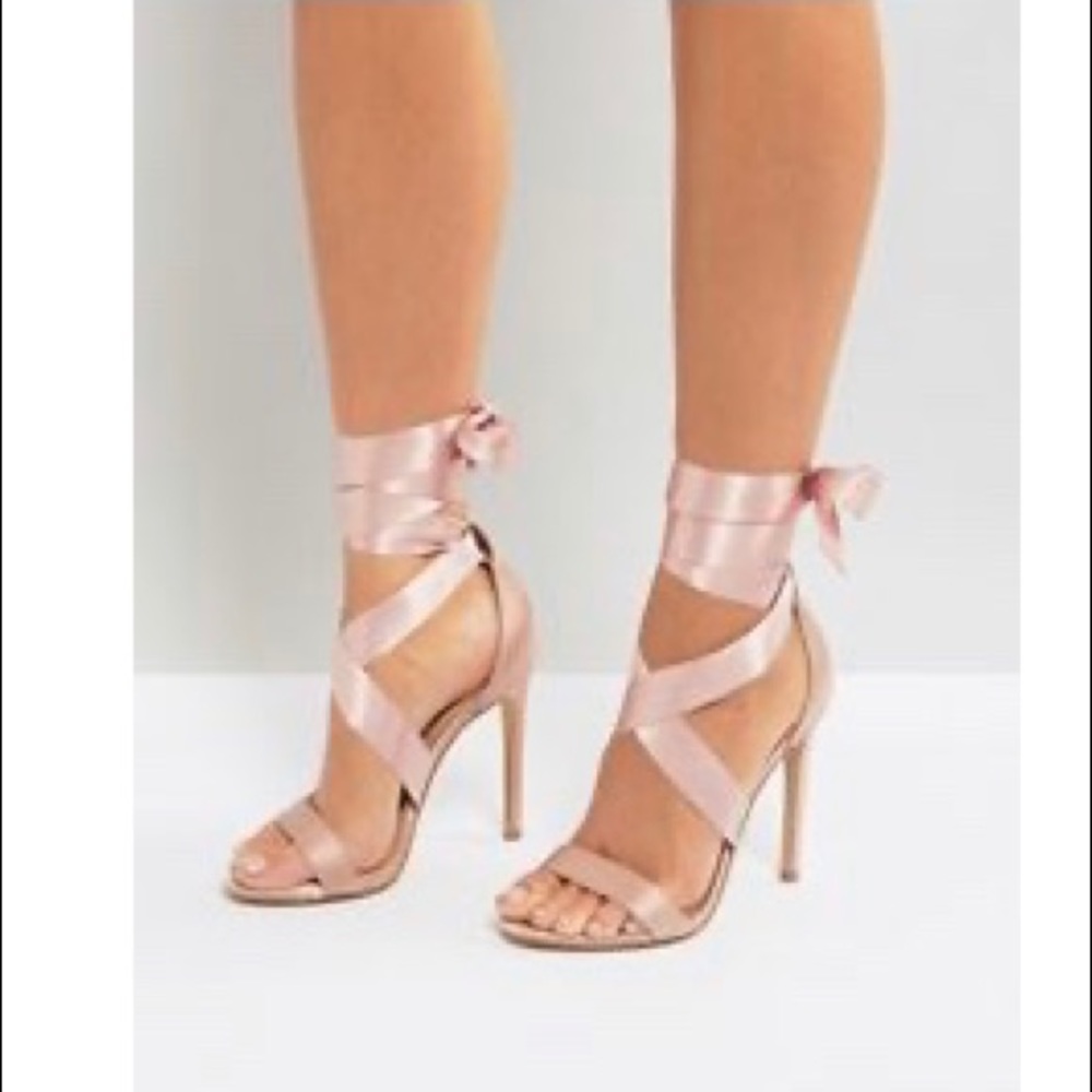 New! Pink satin ballerina heels! Summer!